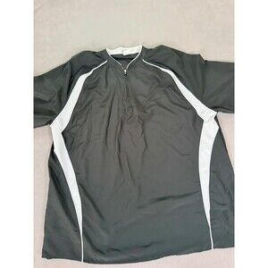 A4 Men’s Athletic Baseball Cage Warm up Short Sleeve Jacket- Black & White- Larg